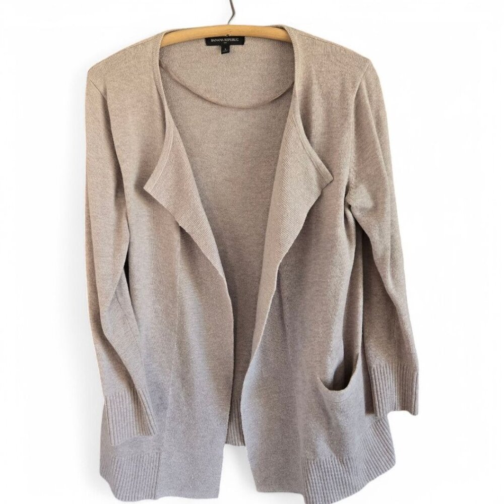 Banana Republic Womens Open Front Cardigan Draped Casual Beige Small
